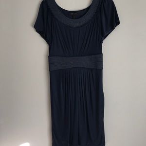 BCBG Maxazria navy blue dress w/silver stitching